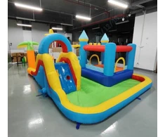 Promotions Pripučiamas batutas su vandens čiuožykla, 490x360x204 cm, įvairiaspalvis, PVC