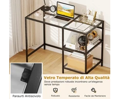 Promotions Rašomasis stalas 106x51x77,5 cm Juodas grūdintas stiklas ir plienas