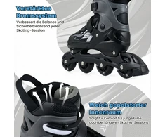 Promotions Reguliuojami Inline riedučiai 18.5x21 cm Pilki su šviečiančiais ratukais