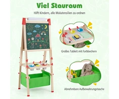 Promotions Reguliuojamo aukščio dvipusis vaikų molbertas 44x40x102-126 cm natūralus/mėlynas/žalias/rožinis
