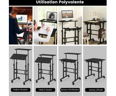 Promotions Reguliuojamo aukščio stalas 60x30x72-124 cm juodas, metalas