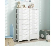 Promotions Vėžimėlis su saugojimo spintele, 7 stalčiai, 40x32x114 cm, baltas