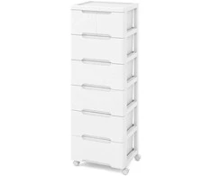Promotions Vėžimėlis su saugojimo spintele, 7 stalčiai, 40x32x114 cm, baltas