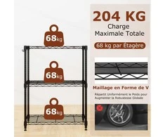 Promotions Sandėliavimo lentyna, 3 pakopų reguliuojama metalinė, 59x34x79 cm, juoda