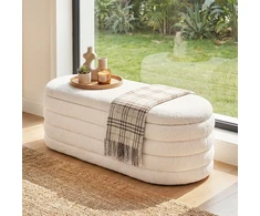 Promotions Saugojimo pufas su suoleliu 124.5x45.7x43.2 cm baltos spalvos audinys