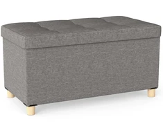 Promotions Saugojimo pufas su suolu 76x38x39 cm pilkos spalvos lininis audinys