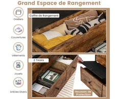 Promotions Sėdmaišis su daiktadėže ir 2 stalčiais 102x40,6x58,4 cm, vintažinė ruda/juoda