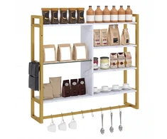 Promotions Sieninė lentyna 107x24x96 cm Balta Metalinė