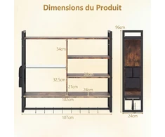 Promotions Sieninė lentyna 107x24x96 cm juodas metalas