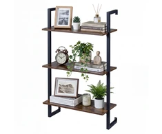Promotions Sieninė lentyna 3 lygių plūduriuojantis display stovas 53x23x90 cm ruda metalinė