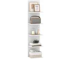 Promotions Sieninė lentyna 5 lygių vertikalus plūduriuojantis organizatorius 30x21,5x129 cm balta mediena