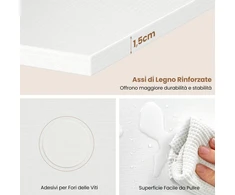 Promotions Sieninė lentyna 5 lygių vertikalus plūduriuojantis organizatorius 30x21,5x129 cm balta mediena