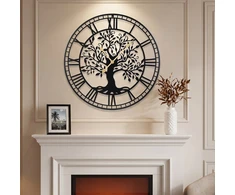Promotions Sieninis laikrodis Gyvybės medis 68.6x68.6x2.5 cm Juodas metalas