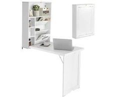 Promotions Sieninis rašomasis stalas 60x94x151 cm baltas reguliuojamos lentynos