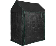 Promotions Šiltnamis, 129x80x173 cm, Permatomas ir juodas, Nešiojamas, Metalinis rėmas