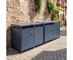 Promotions Šiukšlių dėžių laikymo angaras 132x81,3x116,8 cm Pilkas metalas