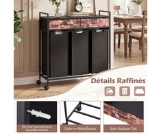 Promotions Skalbinių vežimėlis 92,5x33x97,5 cm Juoda Ruda Audinio Saugykla