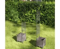 Promotions Sodo arka su 2 savaiminio laistymo vazonais, 207x40x250 cm, juoda