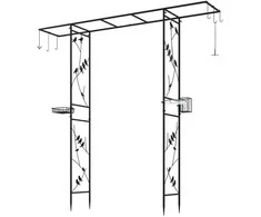 Promotions Sodo arka-grotelės ir paukščių lesinimo stotelė, 212x40x213 cm, juoda, metalas