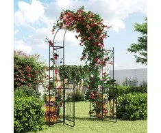 Promotions Sodo arka su varteliais ir vazonų lentynomis, 163x50x220 cm, juoda, metalas
