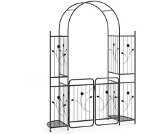 Promotions Sodo arka su varteliais ir vazonų lentynomis, 163x50x220 cm, juoda, metalas