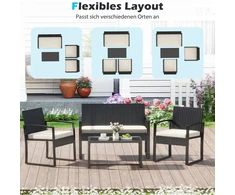 Promotions Sodo baldų komplektas 2 foteliai suoliukas stalas 59x56,5x77,5 cm smėlio spalvos rotangas