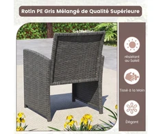 Promotions Sodo baldų komplektas 2 vietų sofa su foteliais ir kavos staliuku 110,5x63,5x78,5 cm pilkas rotangas