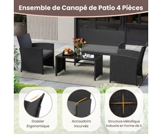 Promotions Sodo baldų komplektas 2 vietų sofa su foteliais ir kavos staliuku 110,5x63,5x78,5 cm pilkas rotangas