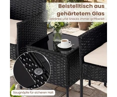 Promotions Sodo baldų komplektas 3 dalių Rotango 56x56x81 cm Smėlio spalvos