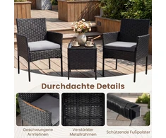 Promotions Sodo baldų komplektas 3 dalių Rotango 56x56x81 cm Juodas
