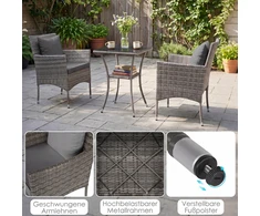 Promotions Sodo baldų komplektas 3 dalių rotango bistro komplektas 57x57x82 cm pilkas rotangas