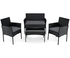 Promotions Sodo baldų komplektas 4 dalių rotango sėdimų baldų grupė 98x59,5x81 cm pilka