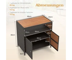 Promotions Sodo spintelė 90x53x86 cm Ruda rotango ir akacijos mediena