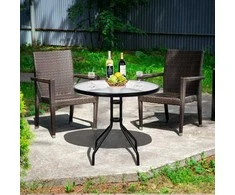 Promotions Sodo stalas, 70x70x70 cm, juodas, grūdintas stiklas ir metalas