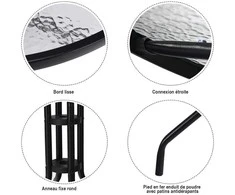 Promotions Sodo stalas, 70x70x70 cm, juodas, grūdintas stiklas ir metalas