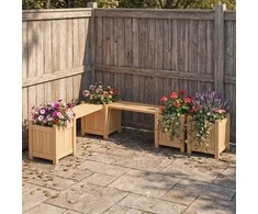 Promotions Sodo suoliukas su 2 šoninėmis gėlių dėžėmis, 105x26.5x29.5 cm, medis, masyvus medis