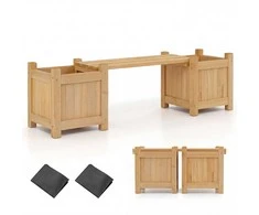 Promotions Sodo suoliukas su 2 šoninėmis gėlių dėžėmis, 105x26.5x29.5 cm, medis, masyvus medis