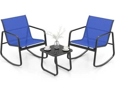 Lauko baldų komplektas Promotions Sodo supynės, 2 supami bistro kėdės ir stalas su stiklo viršumi, 72x61x80 cm, juoda