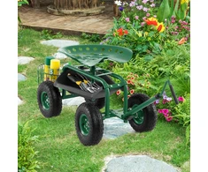 Promotions Sodo vežimėlis su ratukais, ištraukiama rankena ir daiktadėže 96,5x44,5x45-54 cm žalias