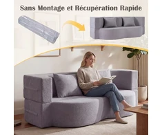 Promotions Sofa-lova 192,5x108,5x32 cm Pilkas flisas Sulankstoma