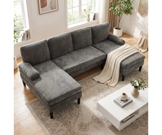 Promotions Sofa-lova U formos modulinė 258x125x71,5 cm pilkos spalvos kordurojo audinys