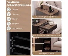 Promotions Šoniniai staliukai, 2 dalių komplektas su įkrovimo stotele, 35x60x62 cm, juoda