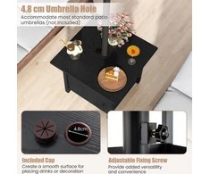Promotions Lauko šoninis staliukas, 4.8 cm skersmens skėtis, juodas