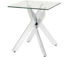 Promotions Šoninis staliukas, 50x50x57 cm, sidabrinis, grūdintas stiklas ir metalas