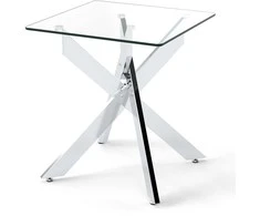 Promotions Šoninis staliukas, 50x50x57 cm, sidabrinis, grūdintas stiklas ir metalas