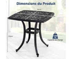 Promotions Šoninis staliukas, 54x54x53 cm, juodas, lietas aliuminis, atsparus oro sąlygoms