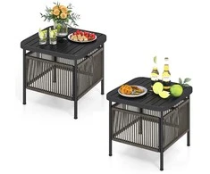Promotions Lauko šoninis staliukas, 56x56x49 cm, juodos ir pilkos spalvos