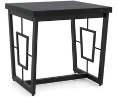 Promotions Šoninis staliukas 60x60x60 cm juodas, marmuro imitacija, metalinis rėmas