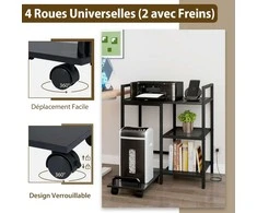 Promotions Spausdintuvo stovas, 63,5x40x72 cm, juodas, su laikymo lentynomis