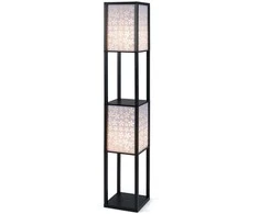 Promotions Grindų Lempa su Lentynomis, 26x26x156 cm, Juoda